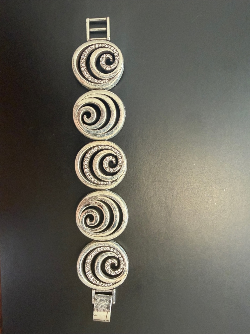Brighton Silver Spiral Crystal Link Bracelet